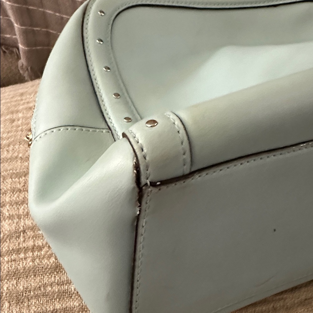 Kate Spade Aqua Blue Studded Leather Satchel with Matching Wallet - Picture 12 of 15